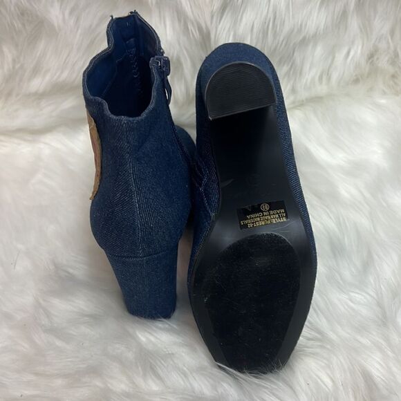 Repurposed LEVI Block Heel Denim Booties 8.5 BIN 16 - Picture 9 of 11